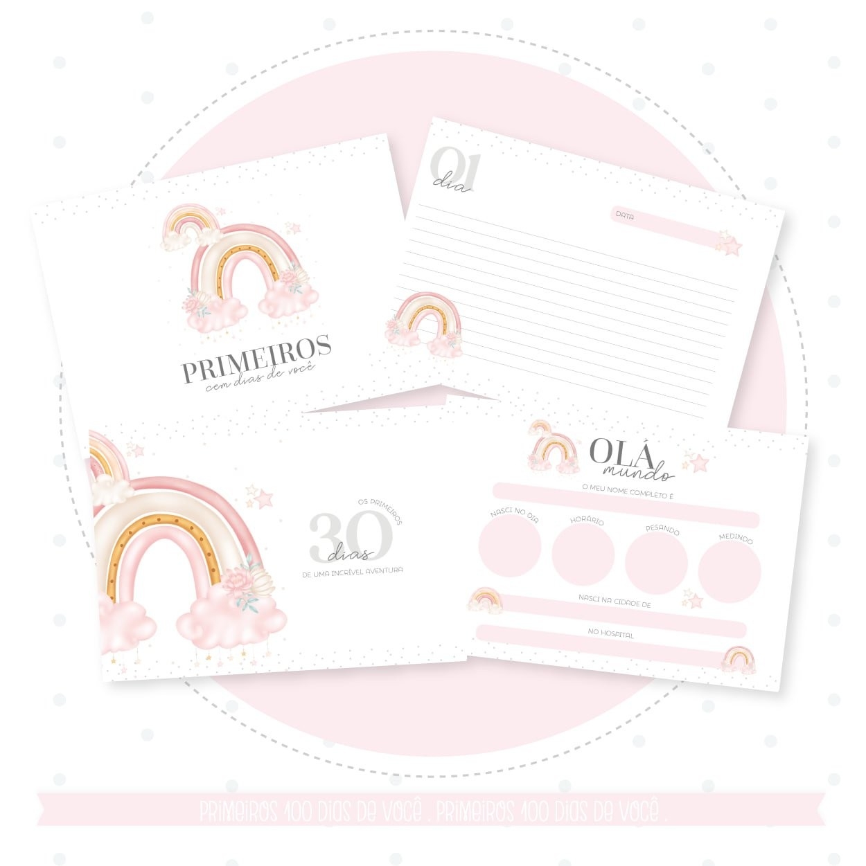 Caderneta com Livros do bebe Arco Iris - Arquivo Digital