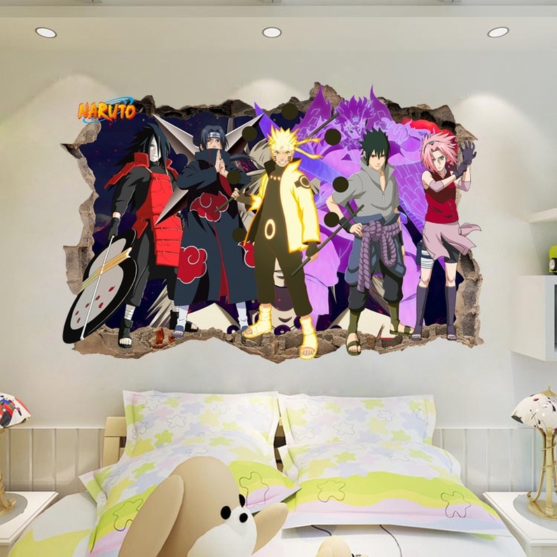 Criativo projeto dos desenhos animados naruto ímãs de geladeira 6pcs 3d no  estilo ninja adesivos de quarto magnético de decoração de casa de diy  decoração de parede zl435 / Ornamentos ~