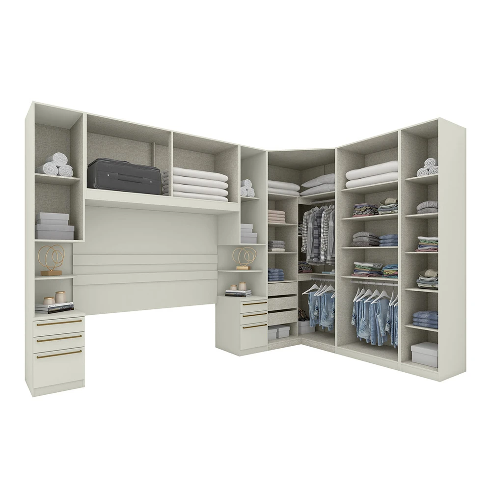 Guarda Roupa Casal Modulado Seletto 11 Portas 9 Gavetas com Espelho Areia - Henn