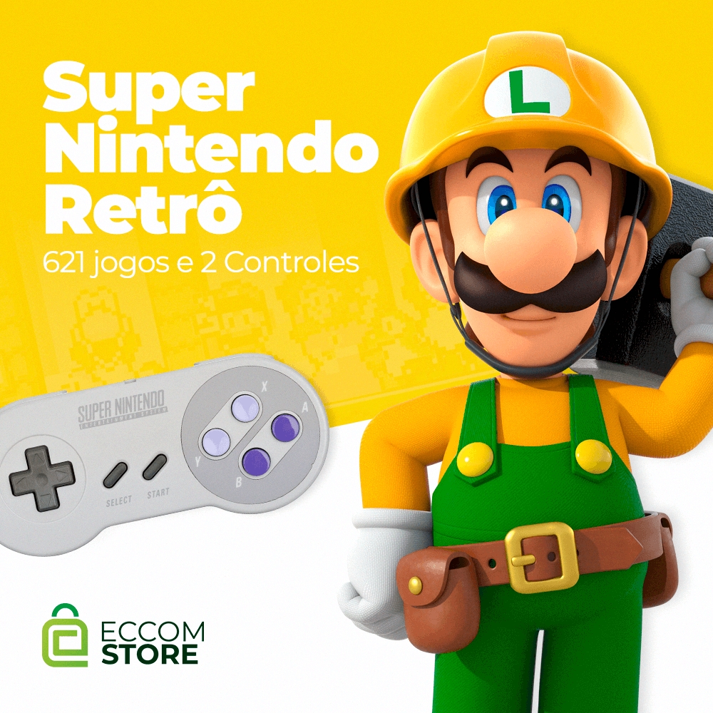 Super Nintendo Retrô 621 jogos e 2 Controles