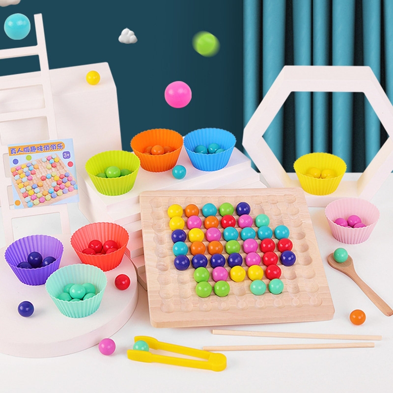 Brinquedo Montessori Tabuleiro Rainbow Clip