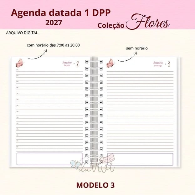 Agenda Datada 2027 – Coleção Flores