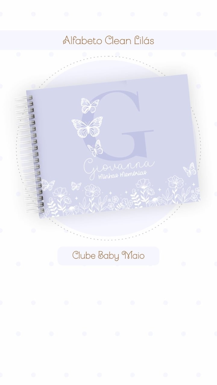 Caderneta e Livro do bebe Alfabeto Clean Borboleta Lilás