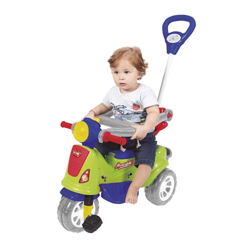 Carrinho Infantil Passeio com Pedal Triciclo 2 em 1 Avespa Verde Extreme - Maral