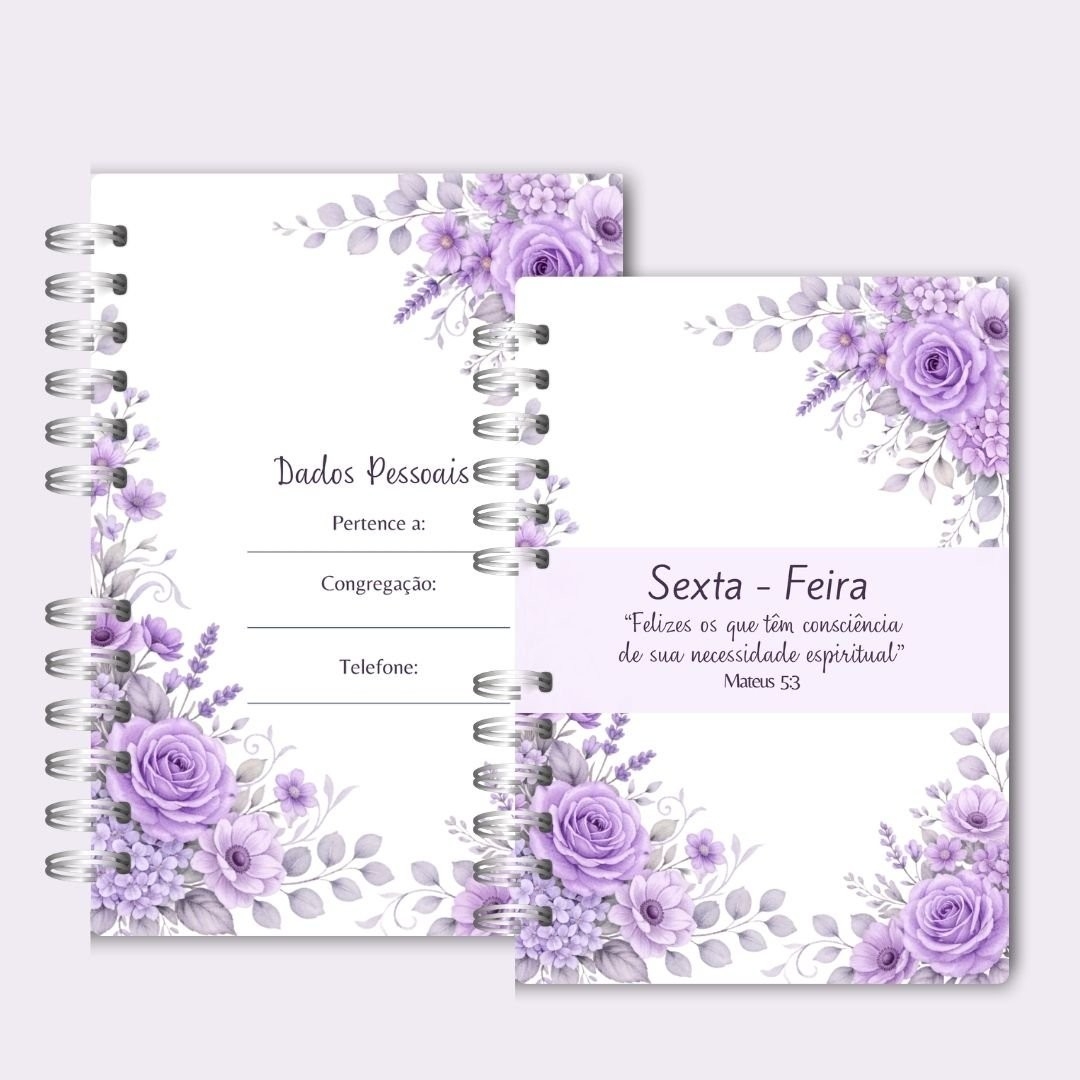 Caderno para o Congresso 2026 – Floral Azul COM Tema