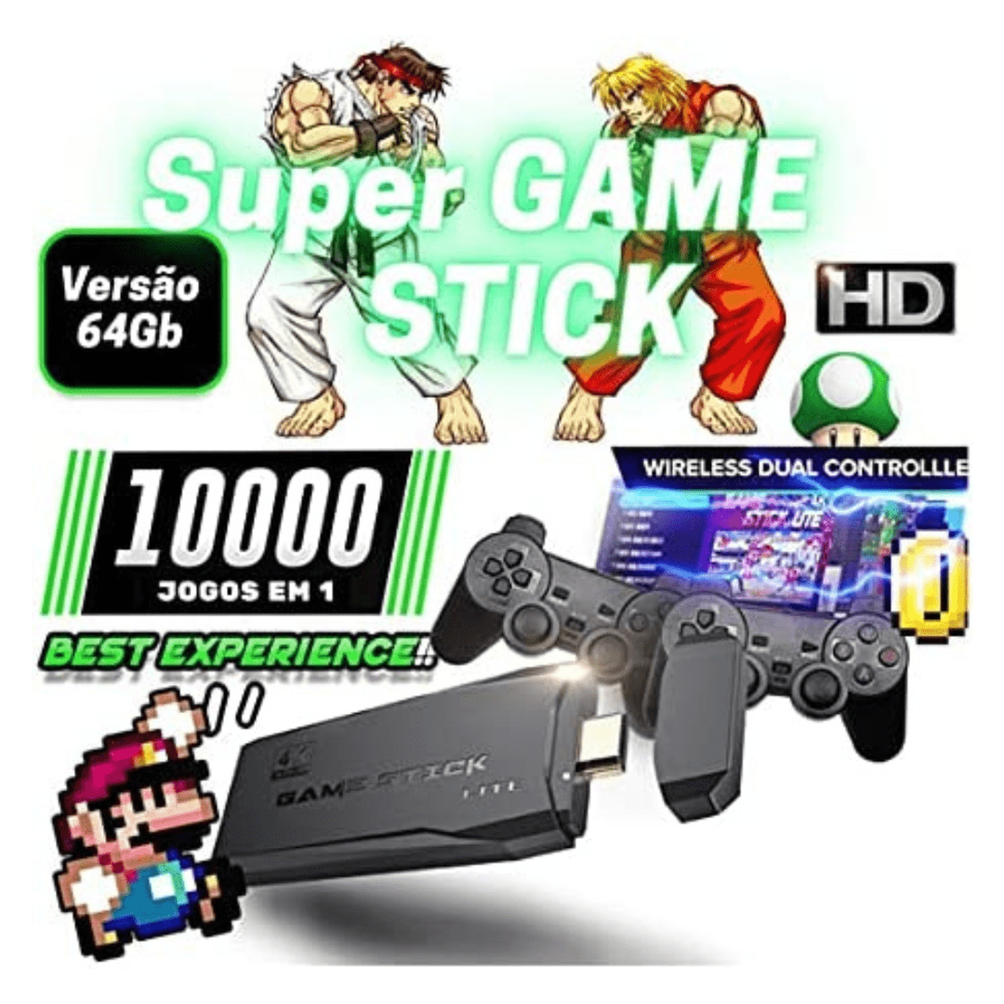Video Game Retrô 4K Game Stick + 2 Controles sem fio 🕹