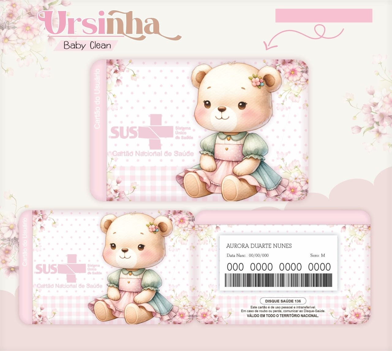 Caderneta e Livro do bebe Ursinha Baby Clean - Arquivo Digital