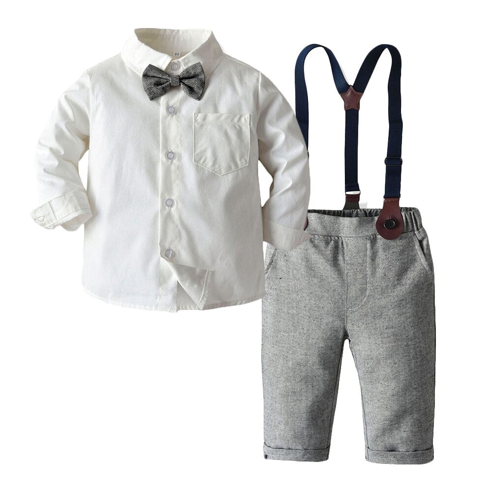 Roupa social infantil masculino calça Cinza: calça social infantil masculino, camisa social infanto juvenil, suspensório infantil, gravatinha borboleta infantil.