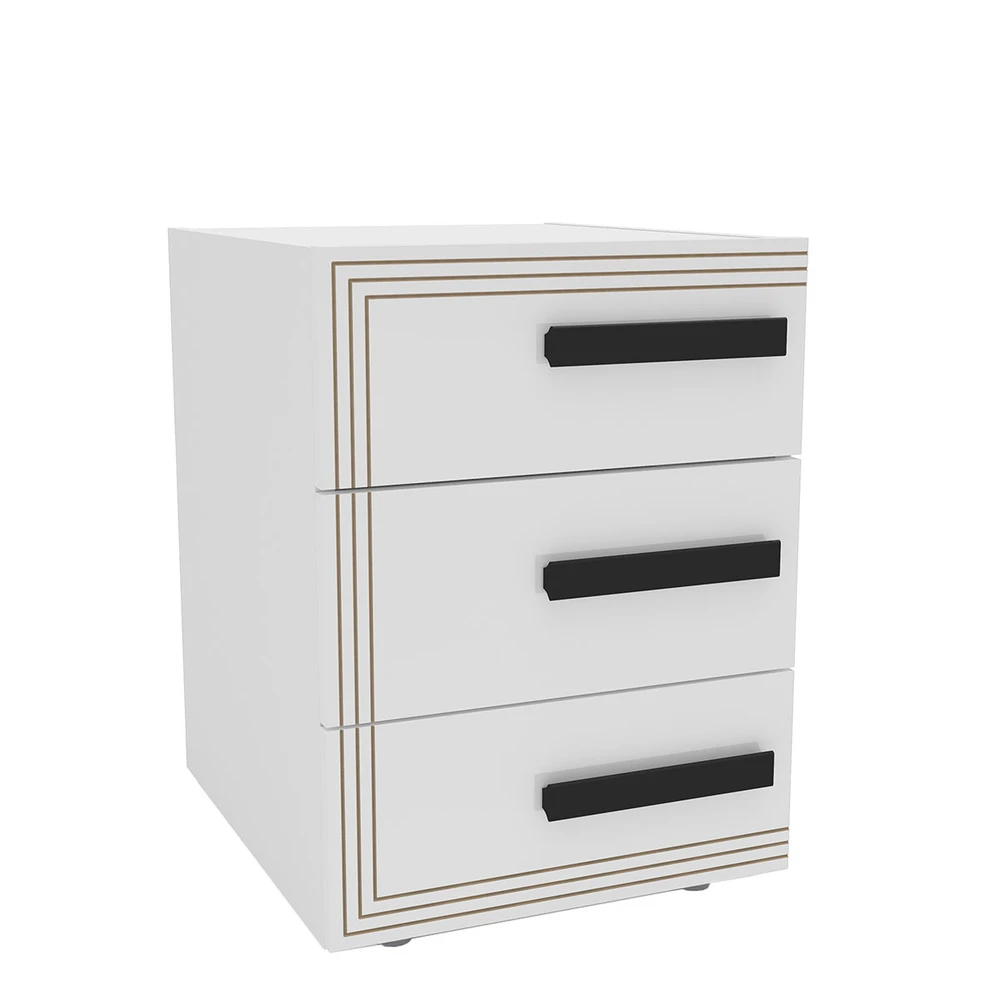 Mesa de Cabeceira Valência 3 Gavetas Branco - Politorno
