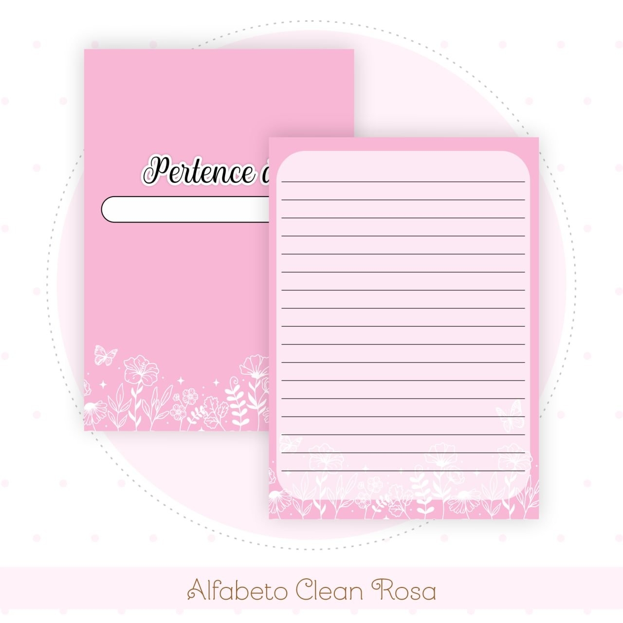 Caderneta e Livro do bebe Alfabeto Clean Borboleta Rosa