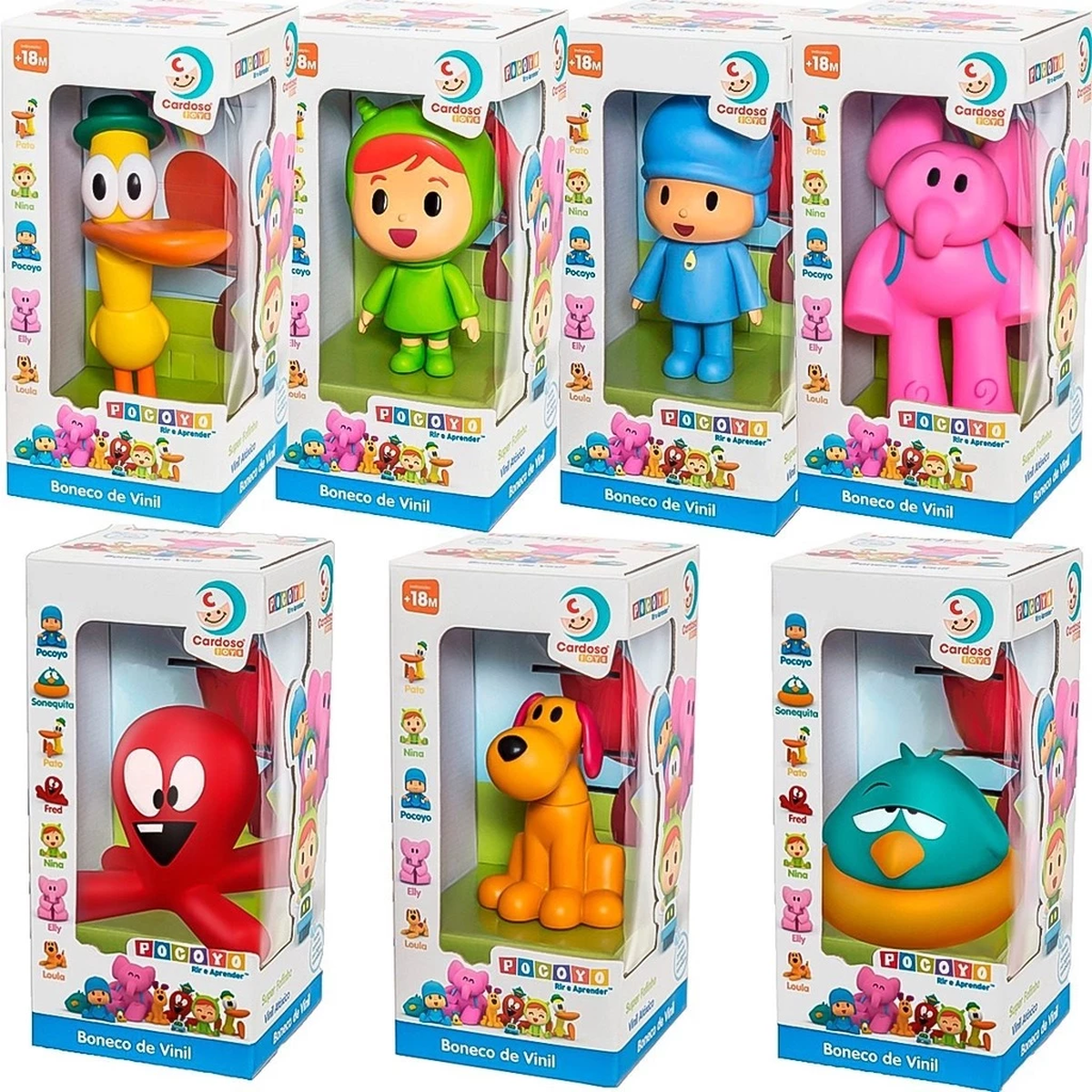 Bonecos Turma do Pocoyo em Vinil Todos Personagens Nina Loula Pato Elly ...