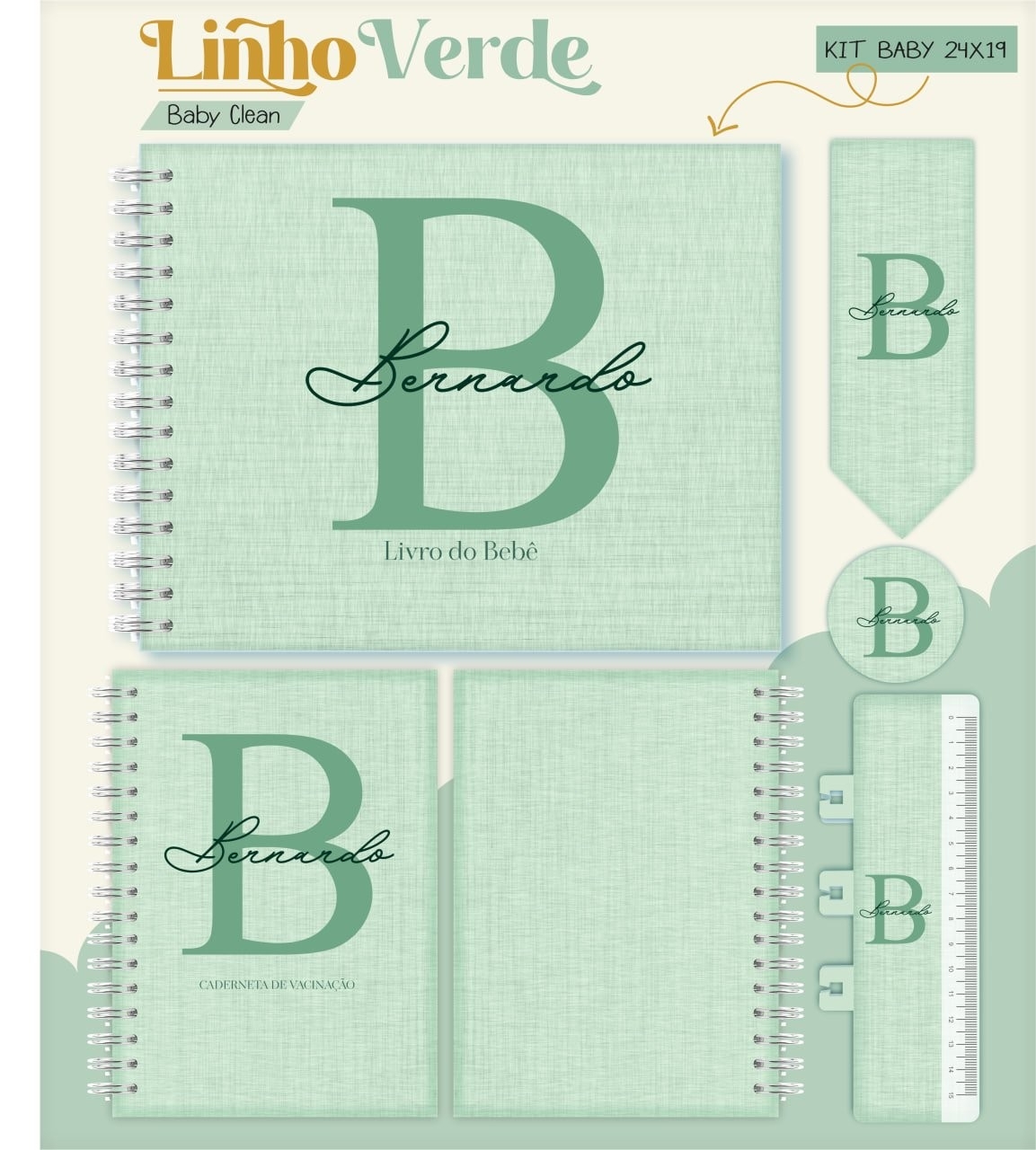 Caderneta e Livro do bebe Linho Verde - Arquivo Digital