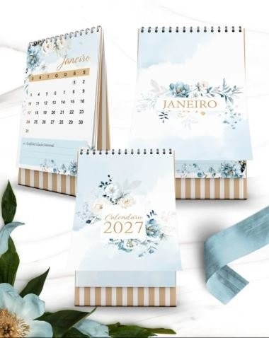 KIT CALENDÁRIOS 2027 COLEÇÃO FLORAL AZUL
