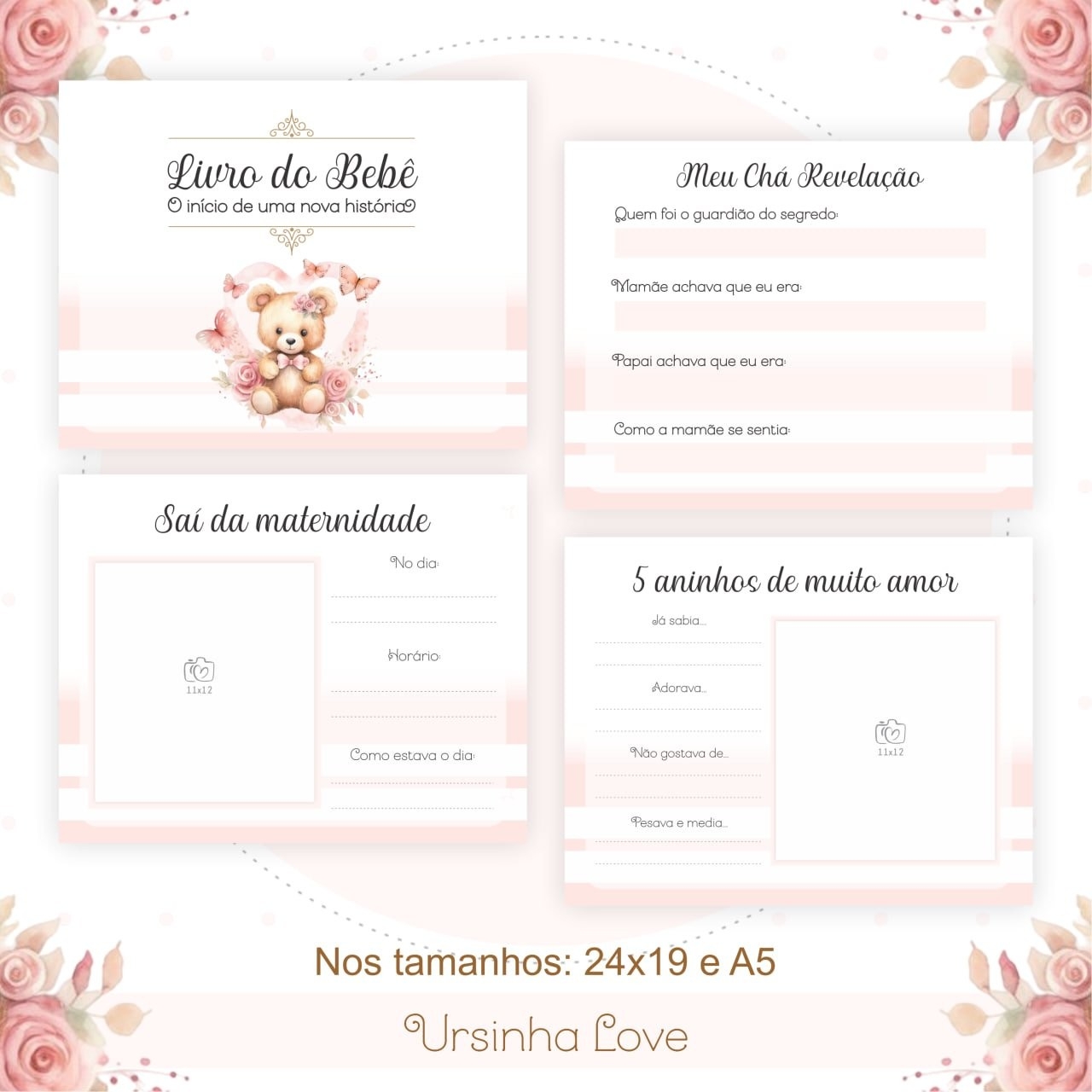 Caderneta e Livro do bebe Ursinha Love