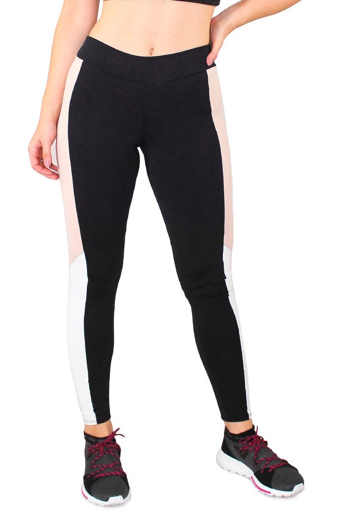 Calça Legging Fitness Preto Listra Chocolate