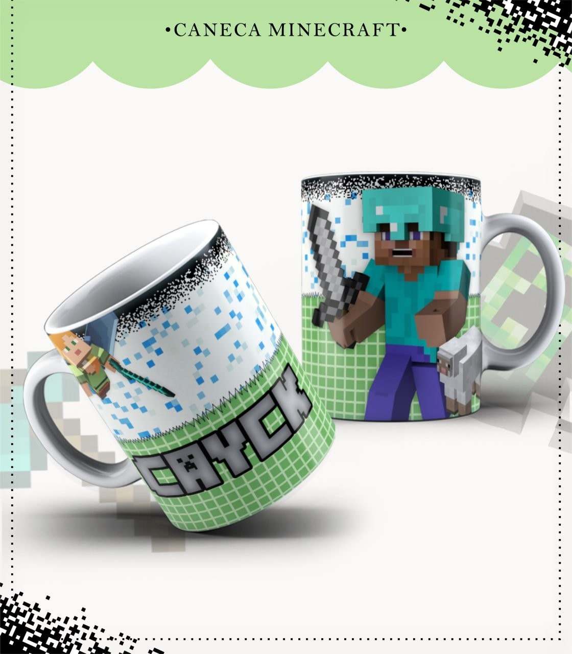 Arquivo Digital Caderneta e Caneca Minecraft