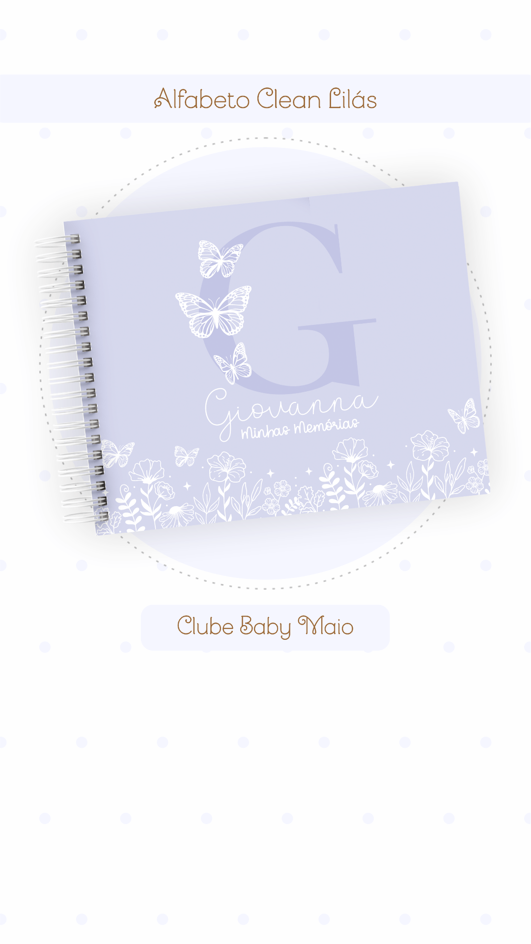 Caderneta e Livro do bebe Alfabeto Clean Borboleta Lilás