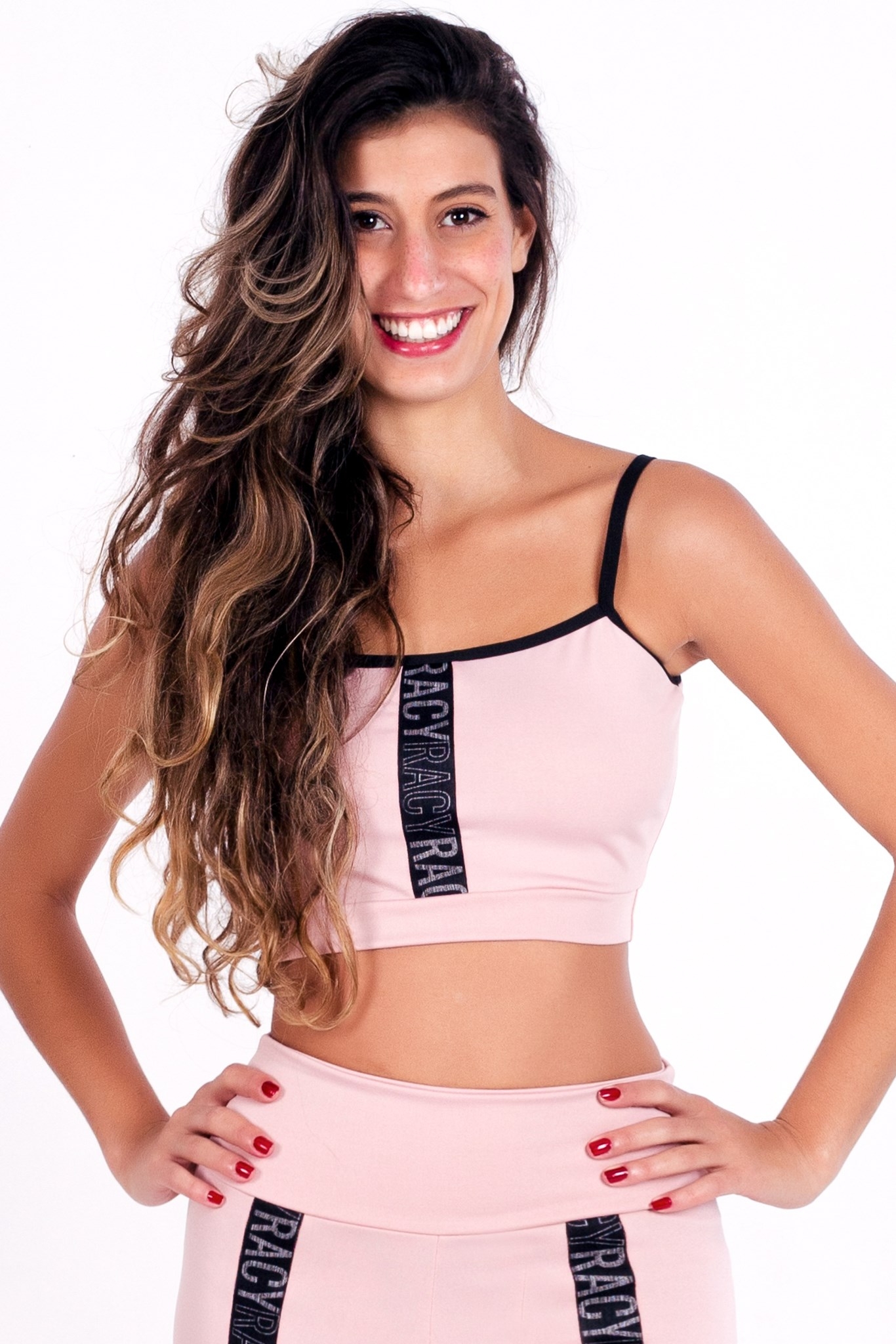 Top Cropped Fitness de Alcinha com Elástico Rose