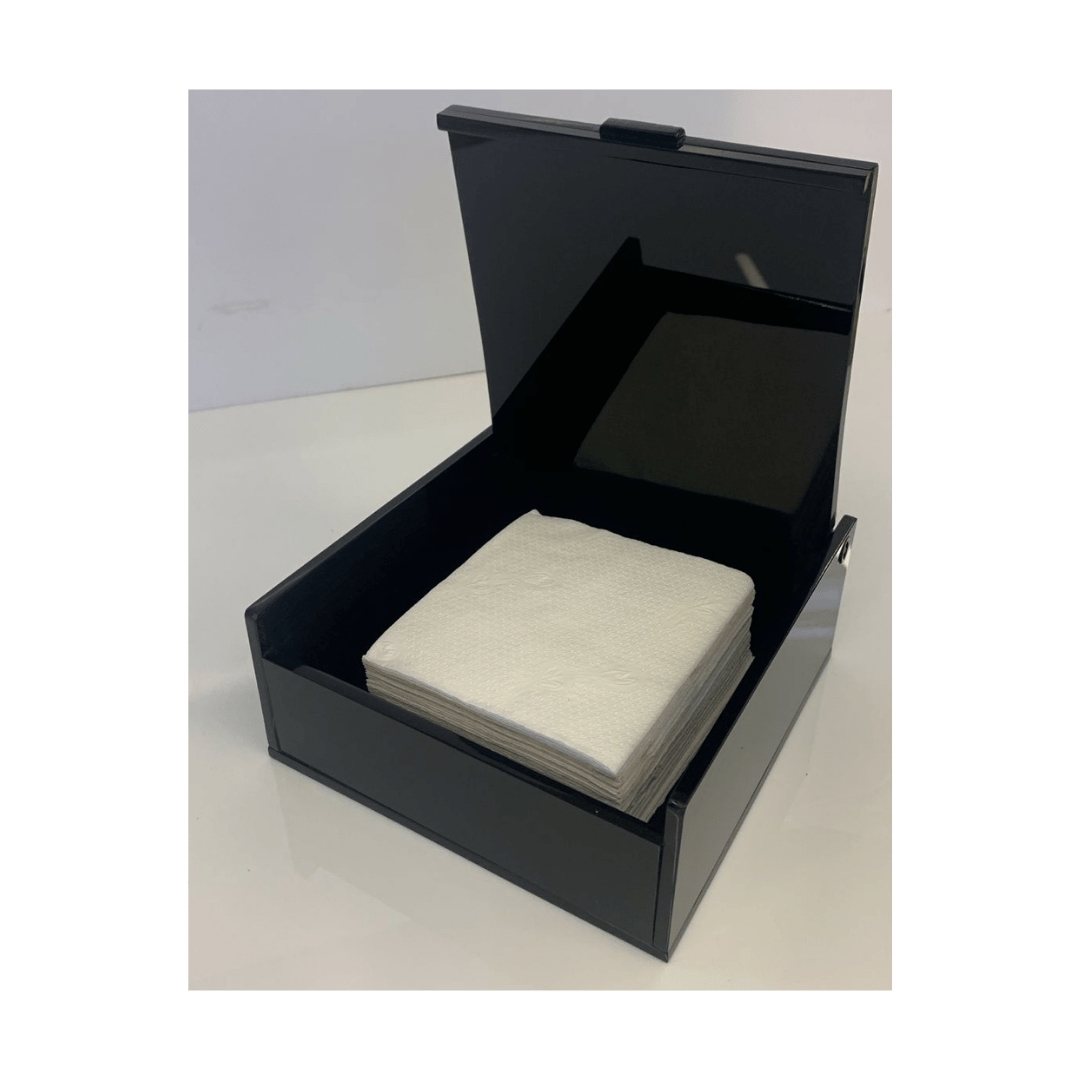 Porta Guardanapo de 16,5 x 16,5 em Acrílico Preto