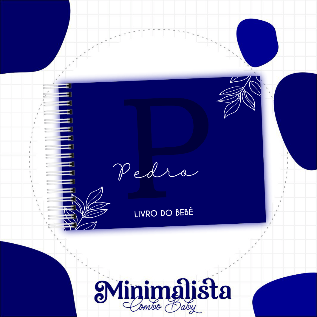 Caderneta e Livro do bebe Minimalista Azul - Arquivo Digital