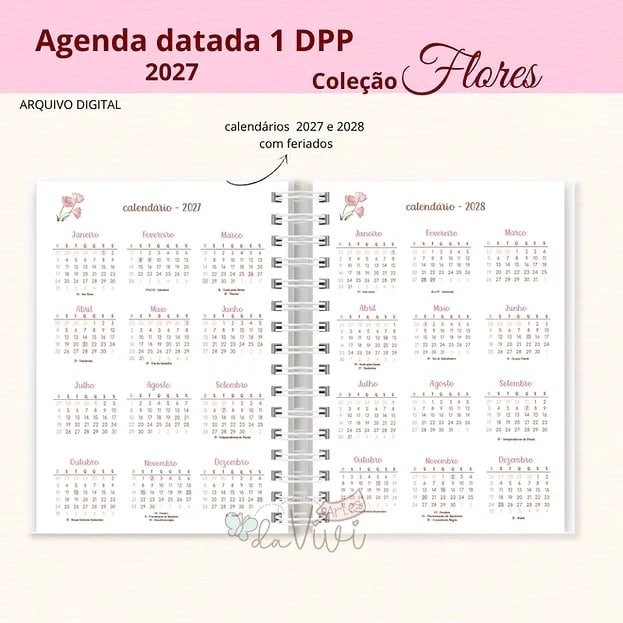 Agenda Datada 2027 – Coleção Flores