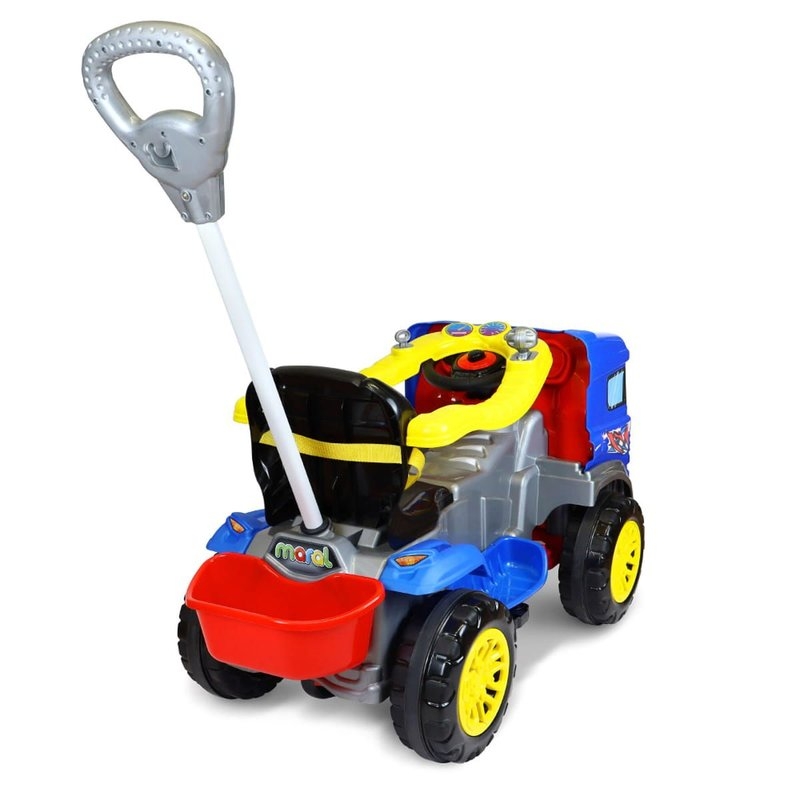 Carrinho de Passeio Infantil e Pedal Quadriciclo 2 em 1 Truck Azul - Maral