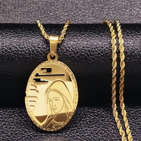 Medalha Jesus virgem Maria de aço inoxidável