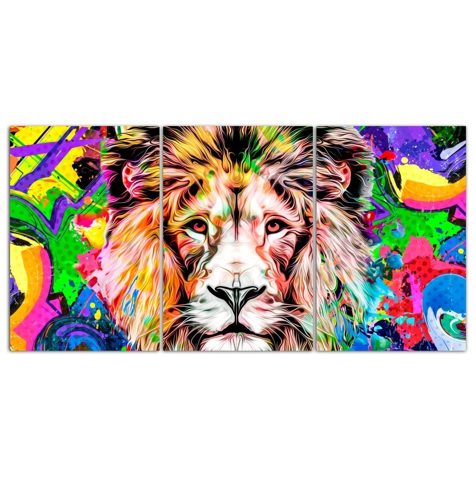 Quadro Decorativo Leão Colorido