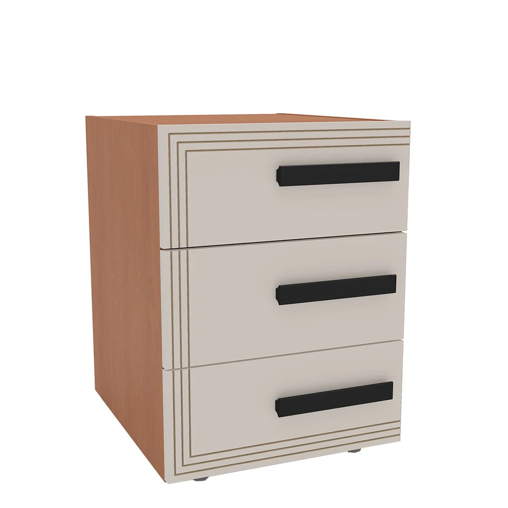 Mesa de Cabeceira Valência 3 Gavetas Creme/Freijó - Politorno