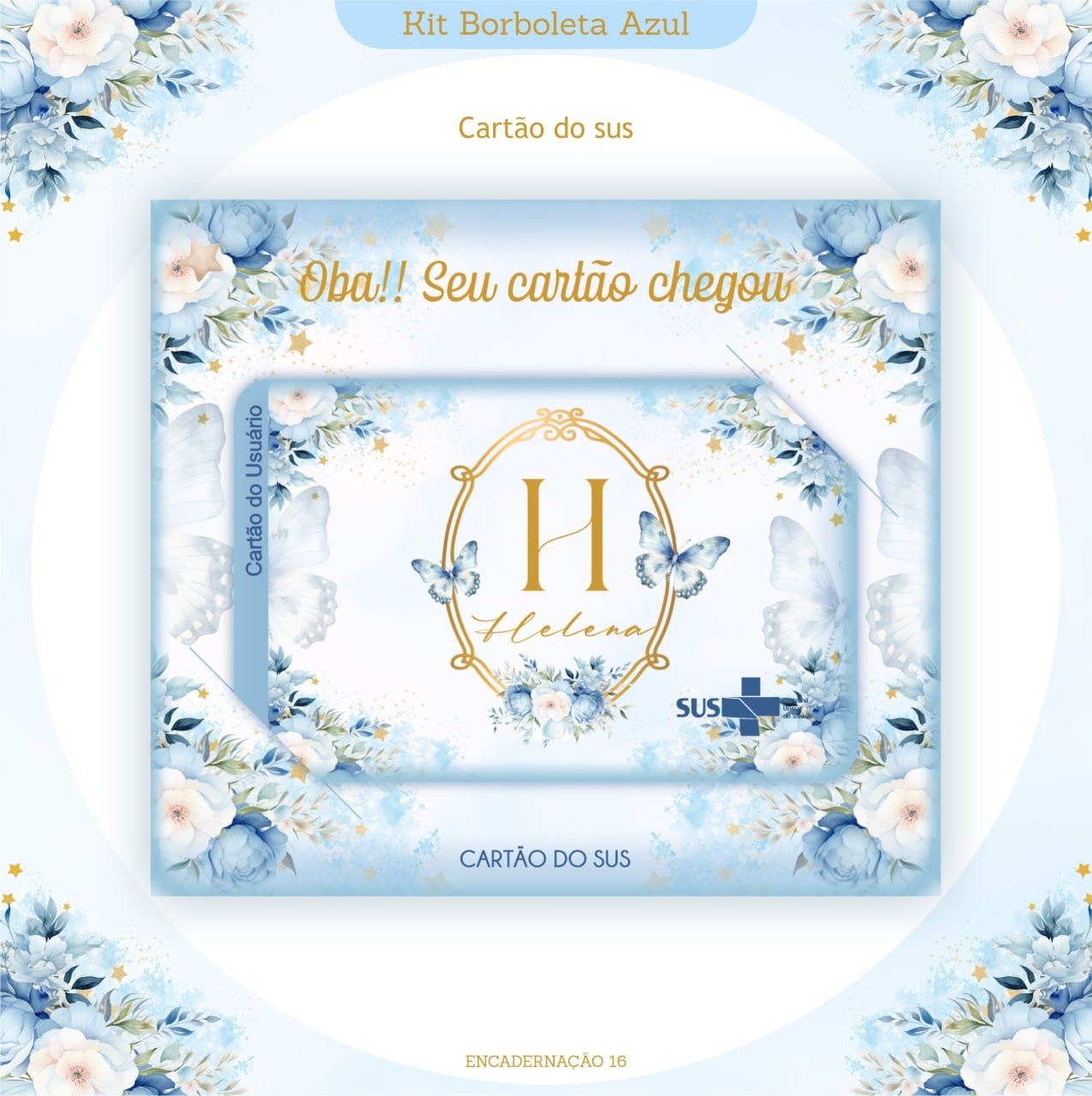 Caderneta e Kit Maternidade BORBOLETA AZUL