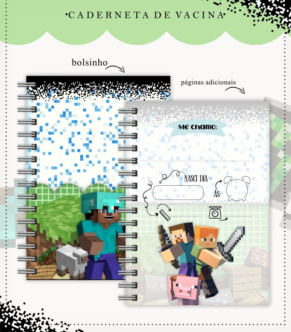 Arquivo Digital Caderneta e Caneca Minecraft
