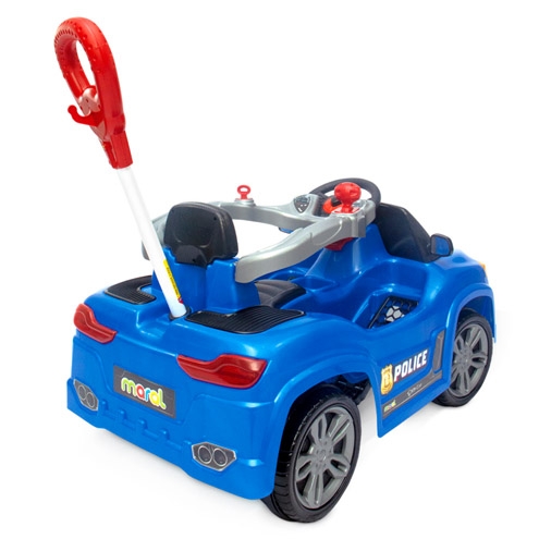 Carrinho de Passeio Infantil 2 em 1 com Pedal BM Car Police Azul - Maral