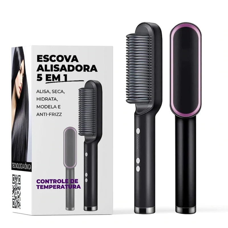 Escova Alisadora 5 EM 1 BIVOLT - Max Hair Professional