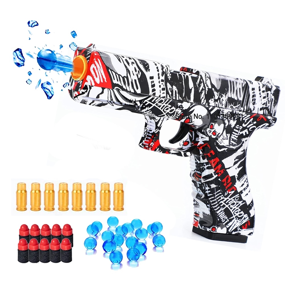Novo] glock preto graffiti camuflagem pistola de brinquedo escudo arma  ejeção dardos blaster pistola ar para