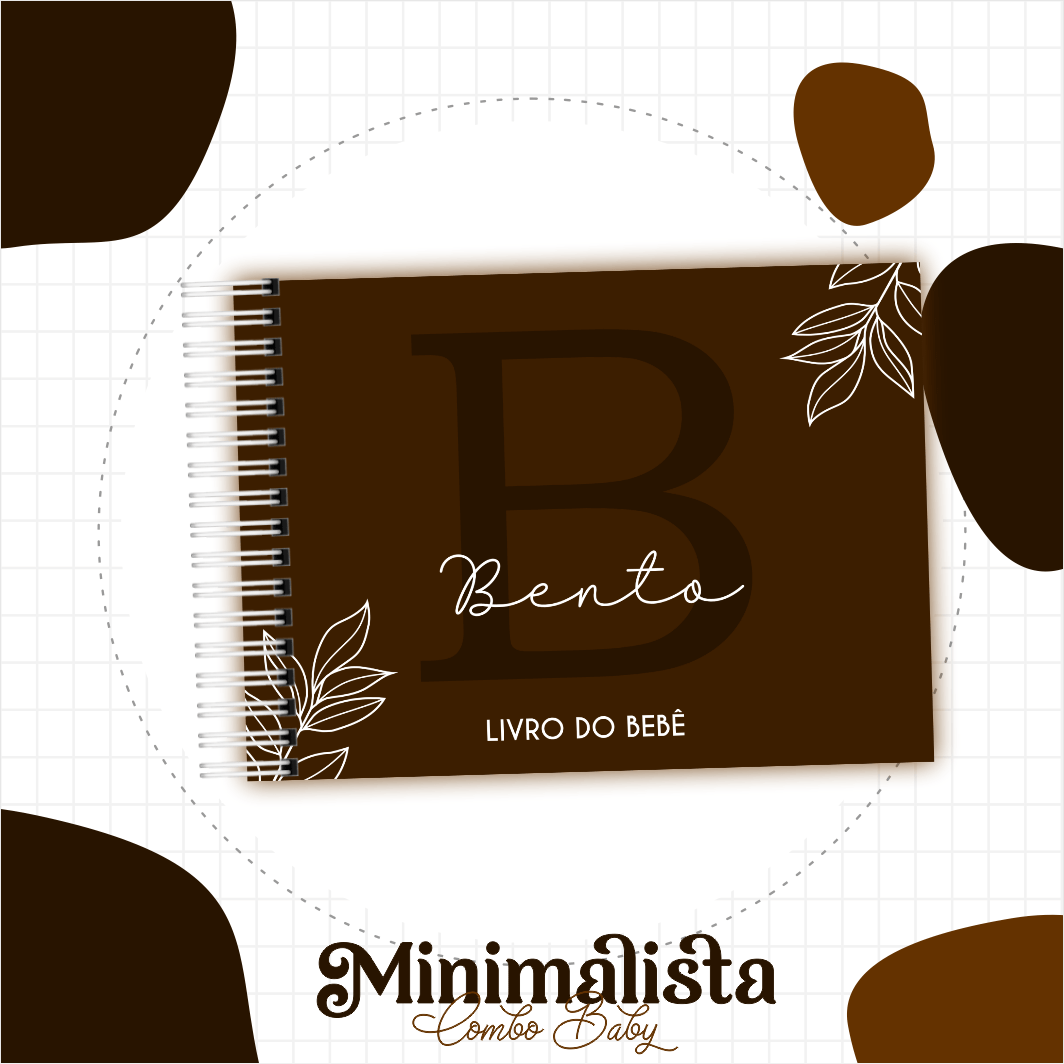 Caderneta e Livro do bebe Minimalista Marrom - Arquivo Digital