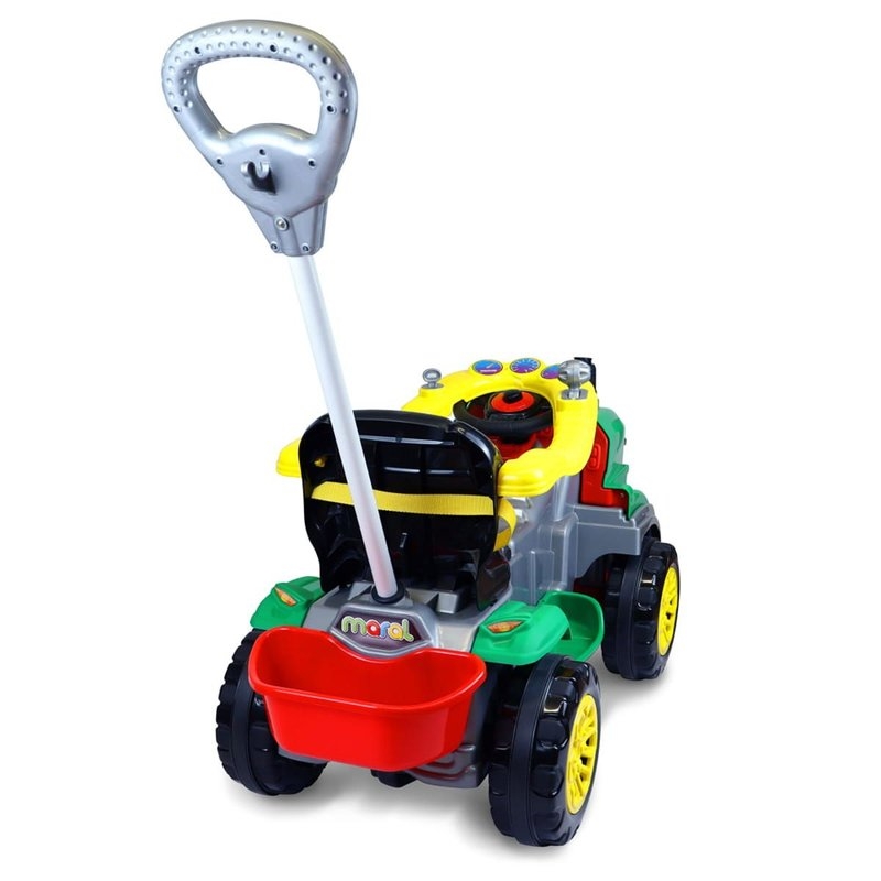 Carrinho de Passeio Infantil e Pedal Quadriciclo 2 em 1 Tractor Agro Verde - Maral