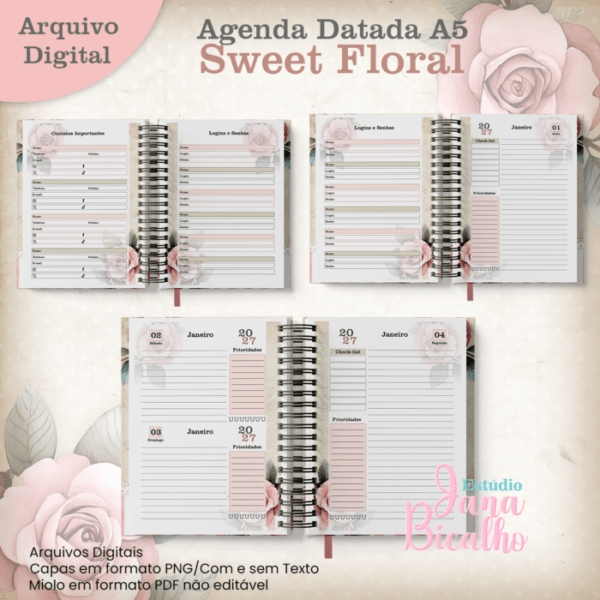 Agenda Datada 2027 A5 Sweet Floral