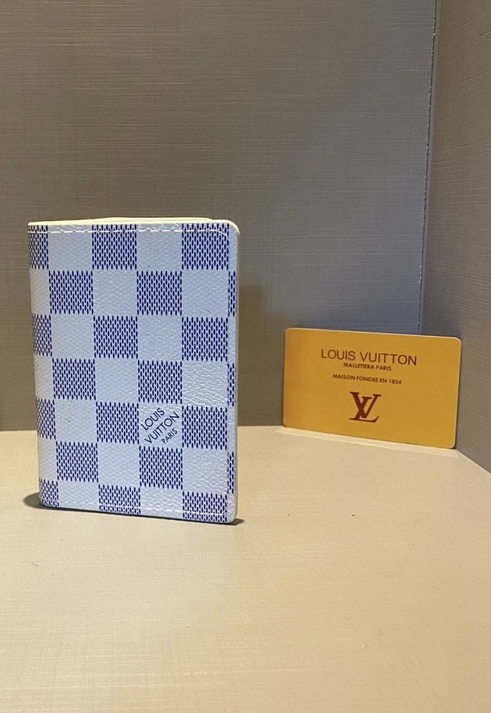 Carteira Louis Vuitton Logo Preta e Azul - MASCULINO Original