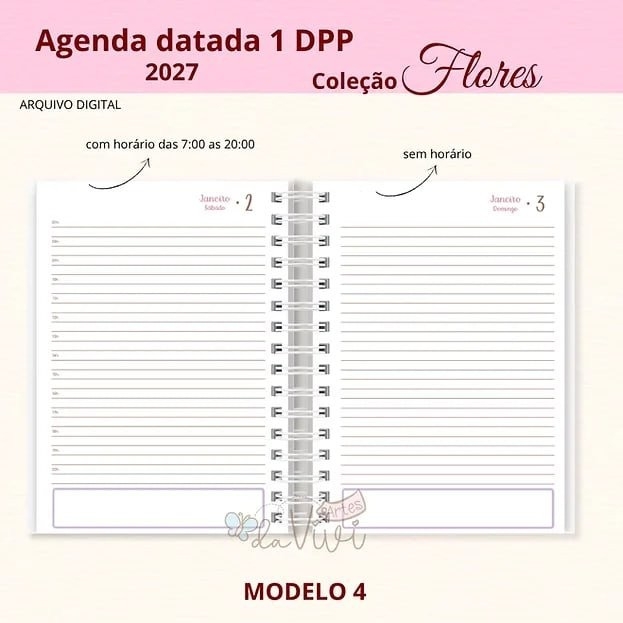 Agenda Datada 2027 – Coleção Flores