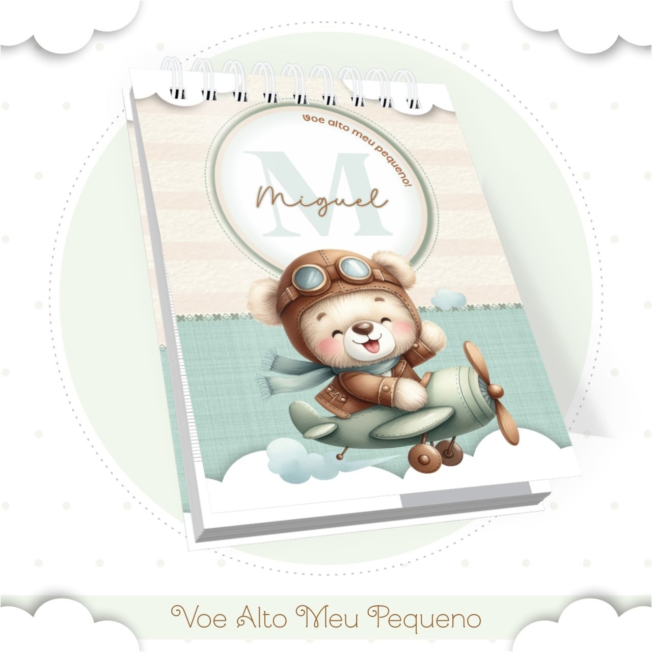Caderneta e Livro do bebe Ursinho Voe Alto Meu Pequeno