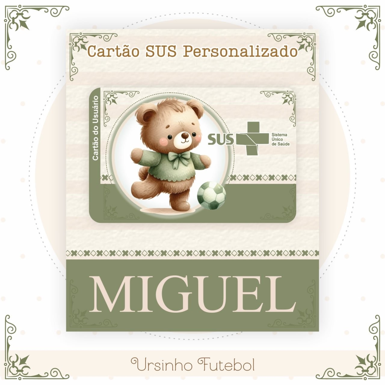 Caderneta e Livro do bebe Ursinho Futebol