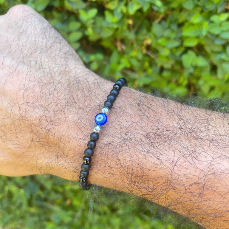 Pulseira Olho Grego Azul De Elástico