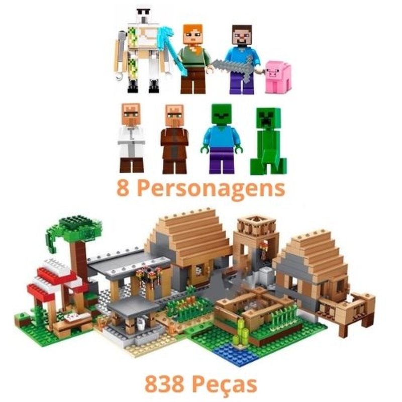 Blocos de Montar Vila Minecraft - 838 Peças
