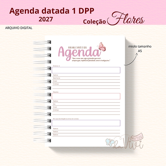 Agenda Datada 2027 – Coleção Flores