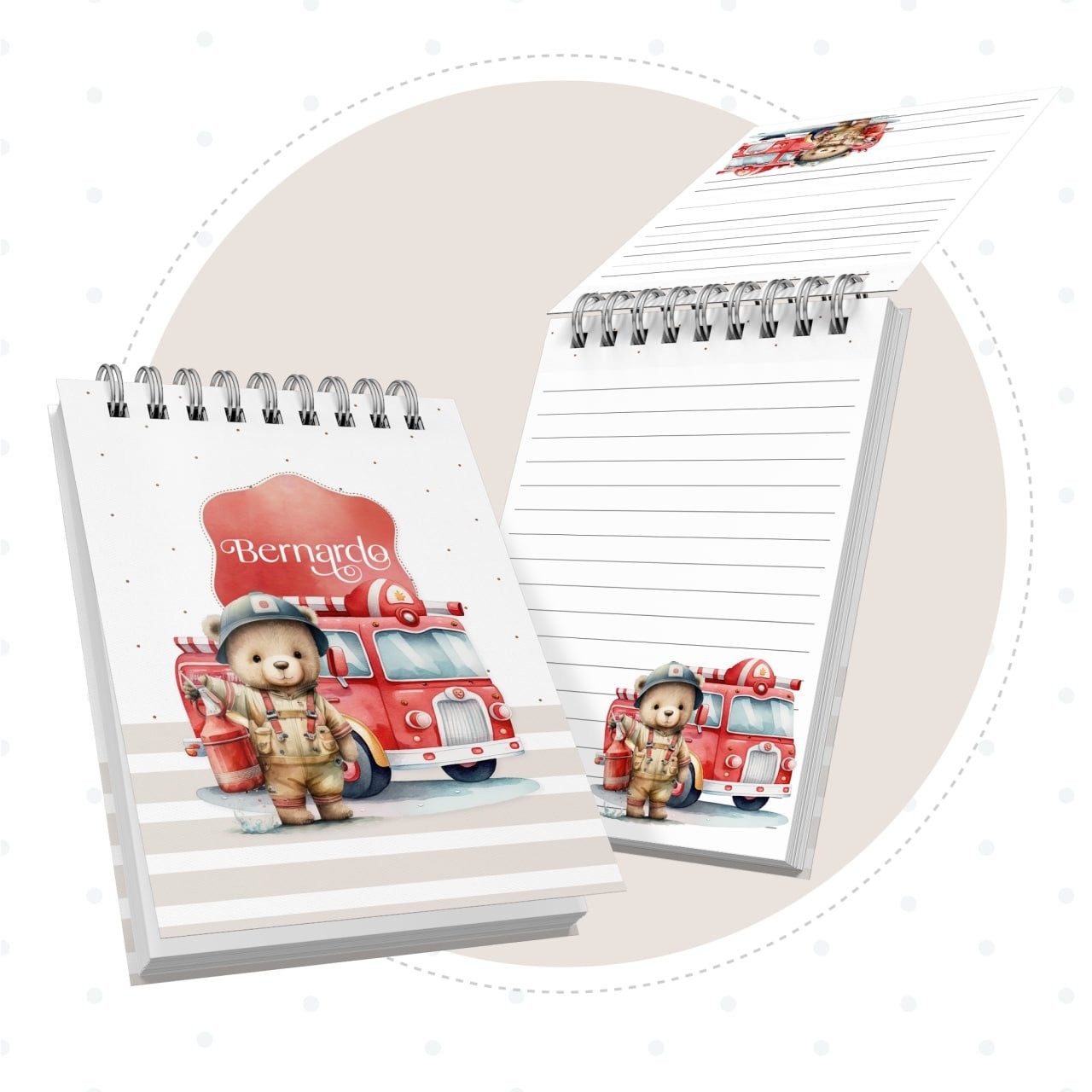 Caderneta com Livros do bebe Urso Bombeiro - Arquivo Digital