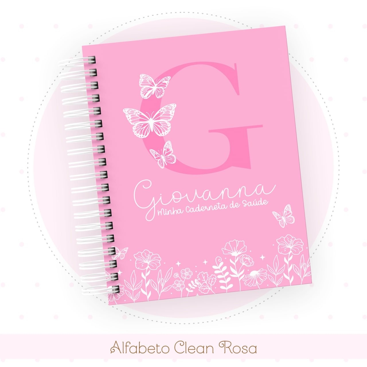 Caderneta e Livro do bebe Alfabeto Clean Borboleta Rosa