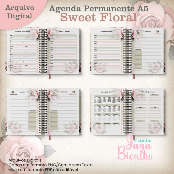 Agenda Permanente A5 Sweet Floral