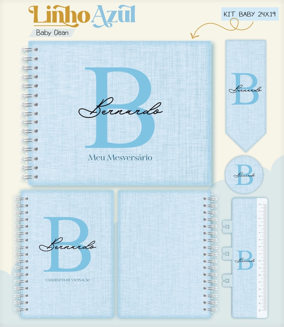 Caderneta e Livro do bebe Linho Azul - Arquivo Digital