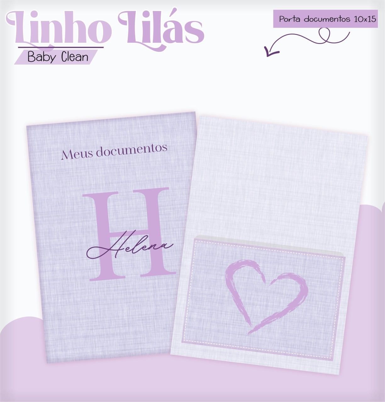 Caderneta e Livro do bebe Linho Lilás - Arquivo Digital