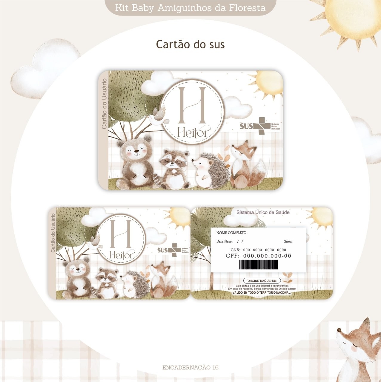 Caderneta e Kit Maternidade BICHINHOS NA FLORESTA